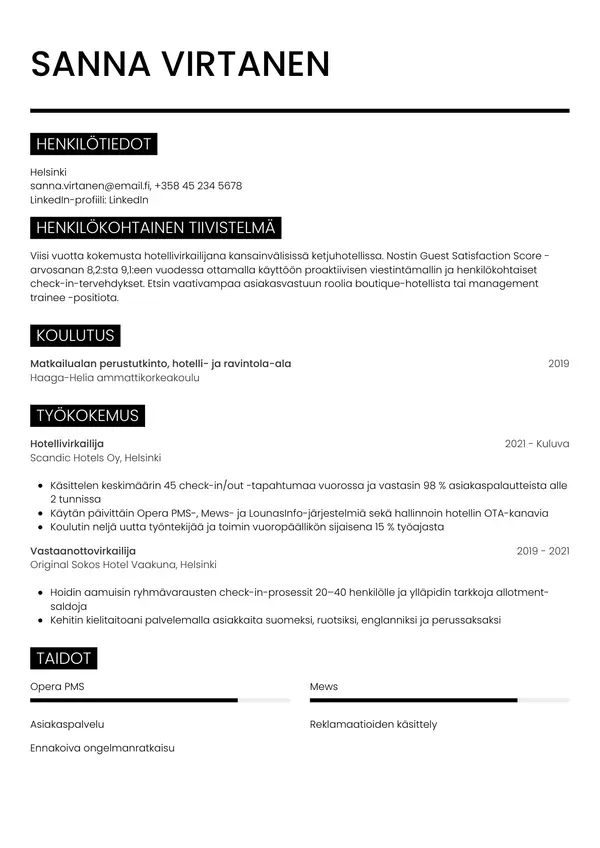 CV-pohja — Tyyli 11
