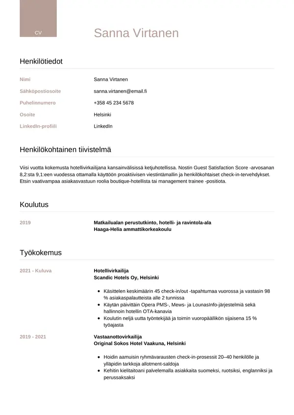 CV-pohja — Tyyli 6