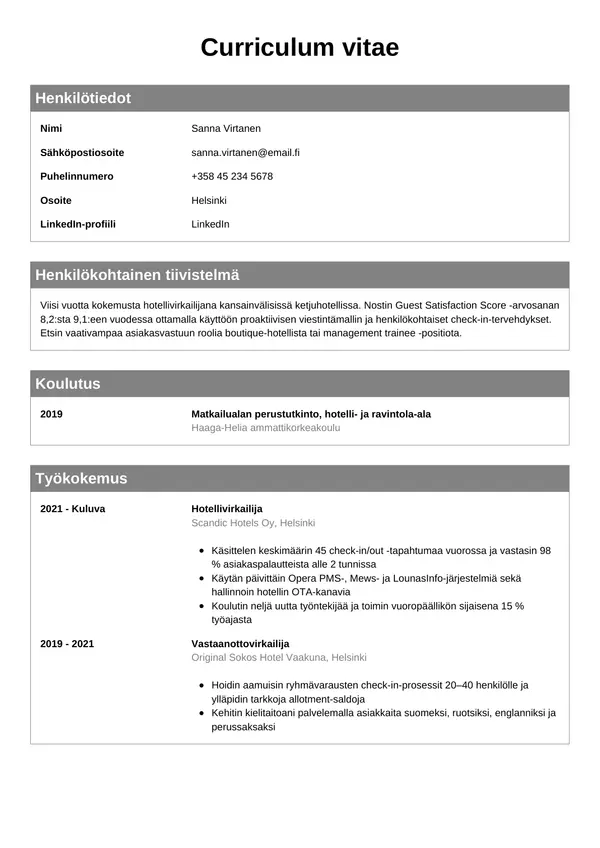 CV-pohja — Tyyli 7