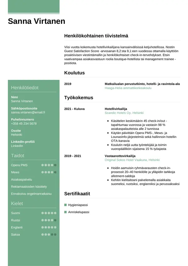 CV-pohja — Tyyli 8