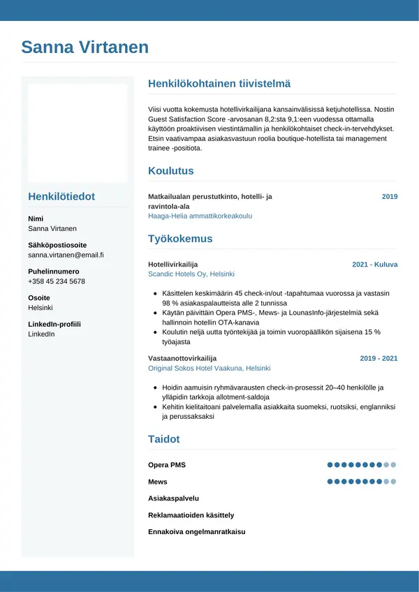 CV-pohja — Tyyli 9