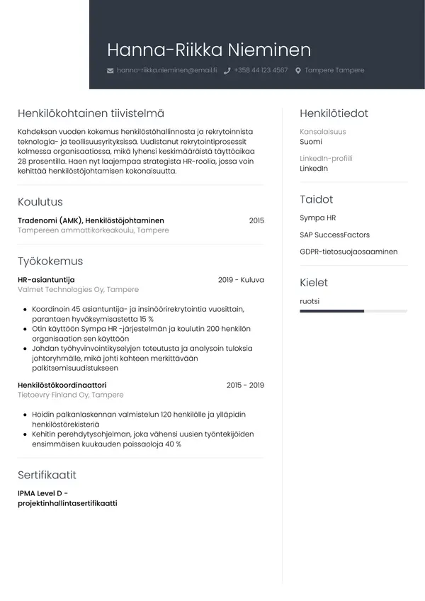 CV-pohja — Tyyli 1