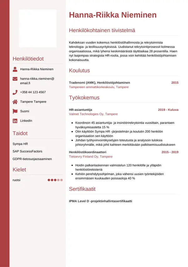 CV-pohja — Tyyli 10