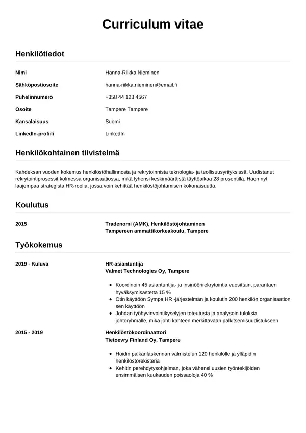 CV-pohja — Tyyli 12