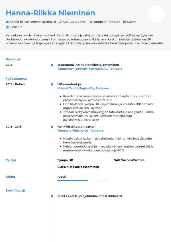 CV-pohja — Tyyli 2