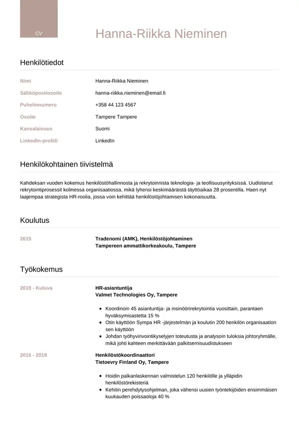 CV-pohja — Tyyli 6