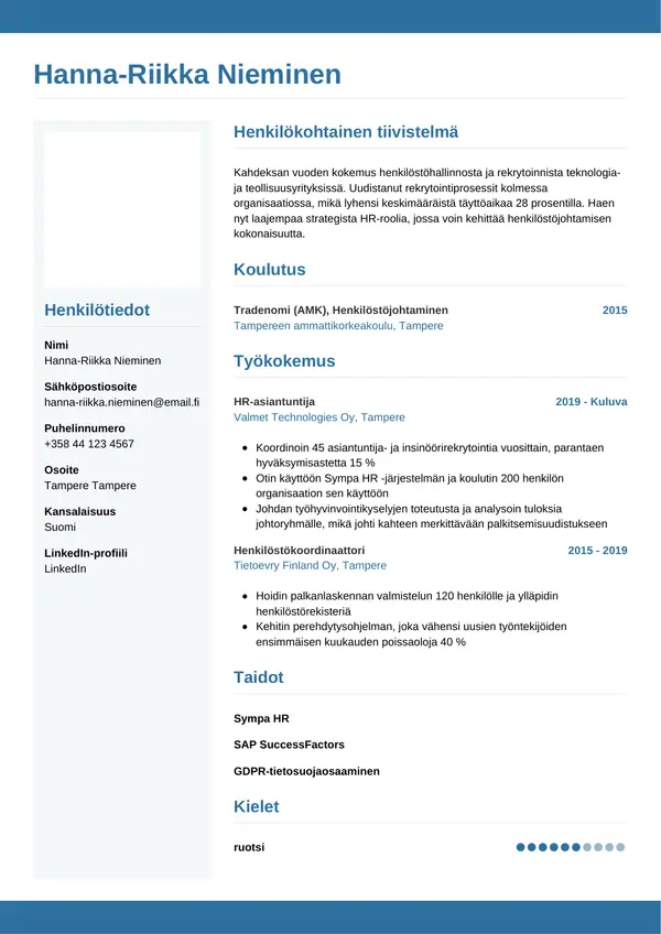 CV-pohja — Tyyli 9