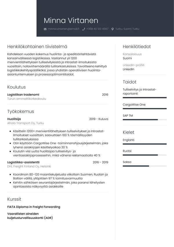 CV-pohja — Tyyli 1