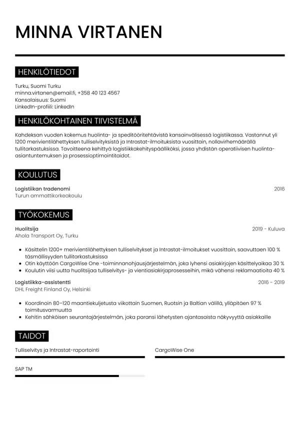 CV-pohja — Tyyli 11