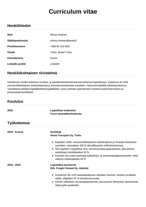 CV-pohja — Tyyli 12