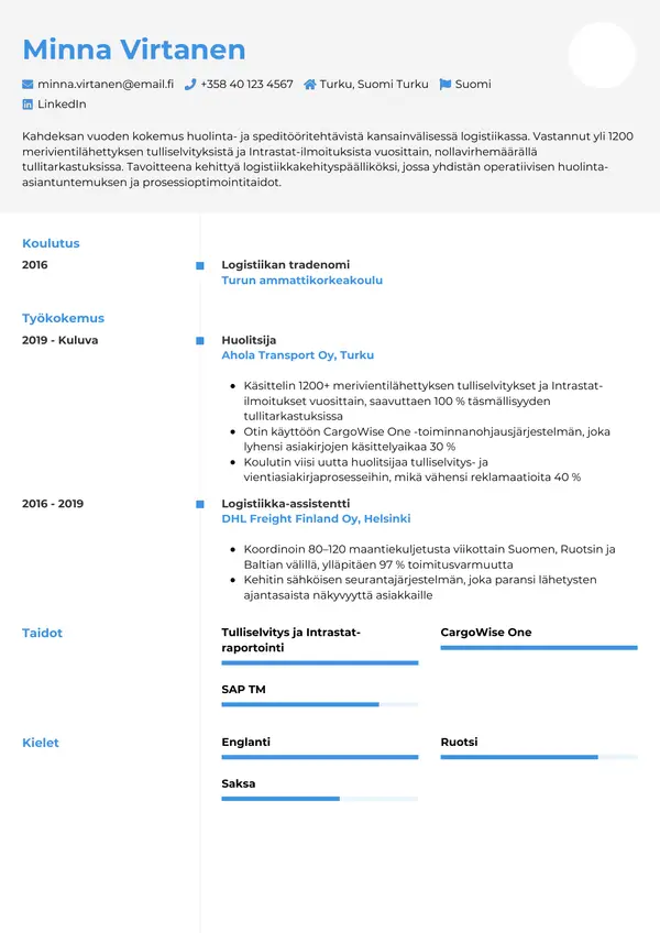 CV-pohja — Tyyli 2