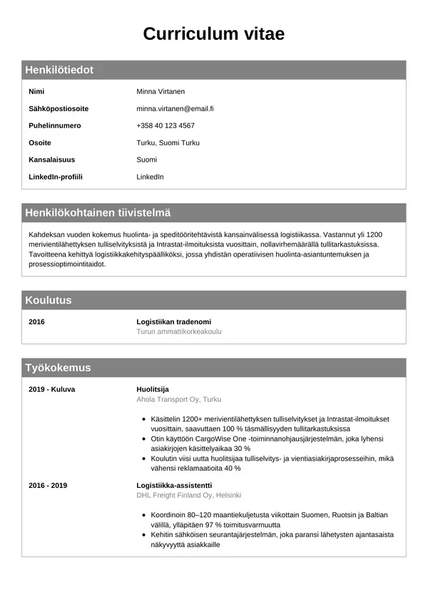 CV-pohja — Tyyli 7