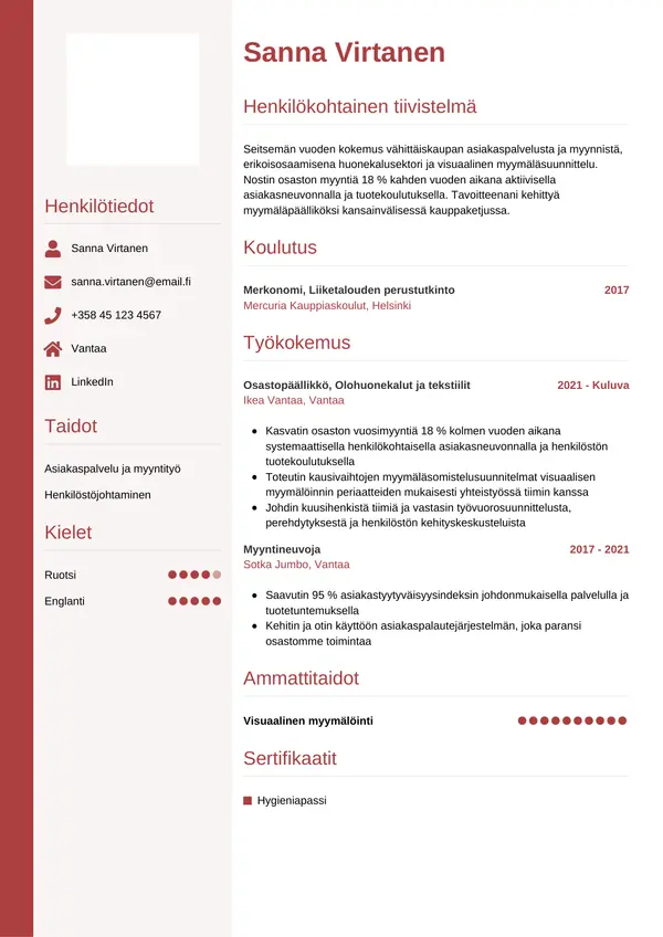 CV-pohja — Tyyli 10