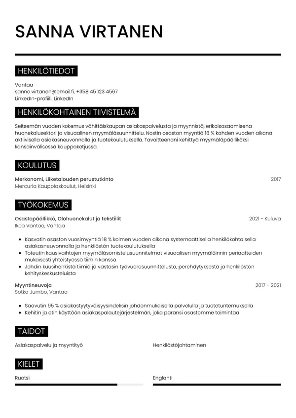 CV-pohja — Tyyli 11