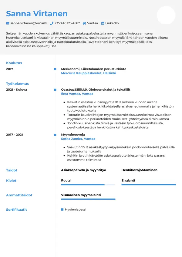 CV template Tyyli 2