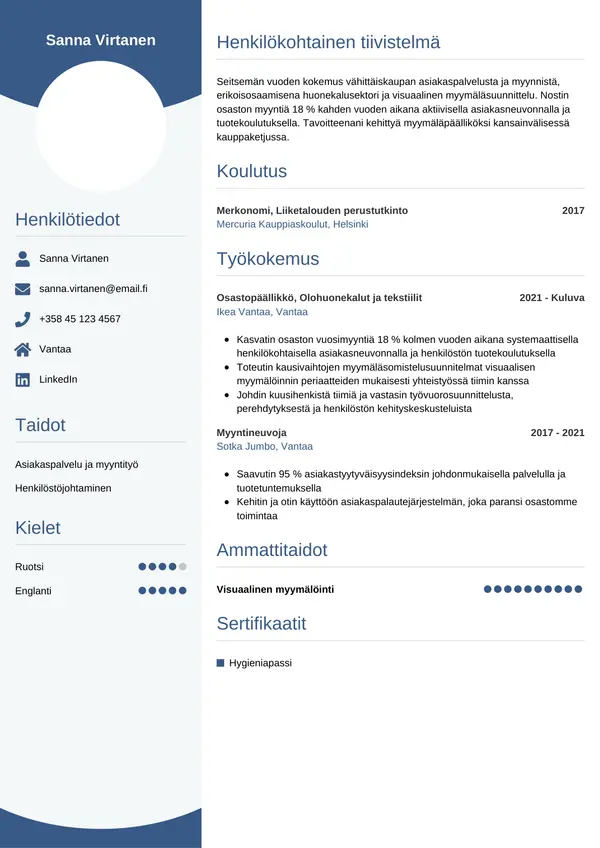 CV-pohja — Tyyli 4