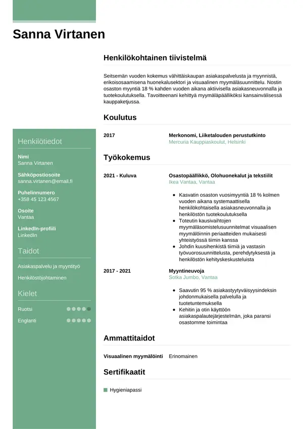 CV-pohja — Tyyli 8