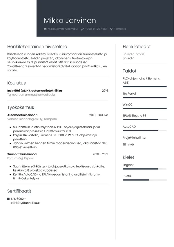 CV template Tyyli 1