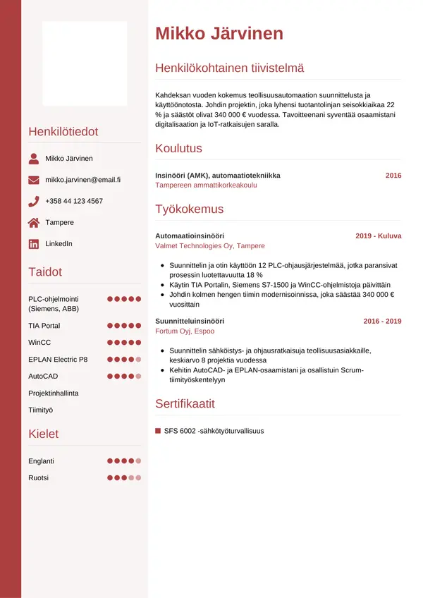 CV-pohja — Tyyli 10