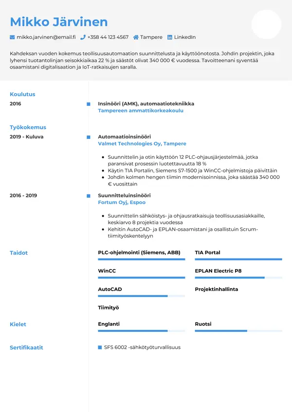 CV-pohja — Tyyli 2