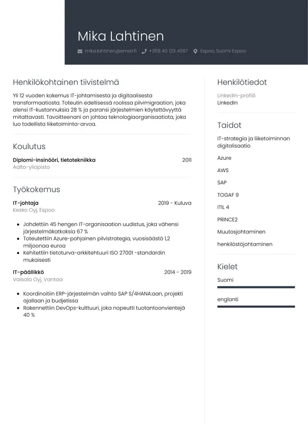 CV template Tyyli 1