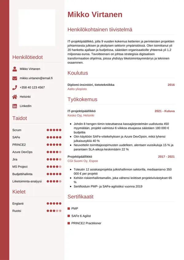 CV-pohja — Tyyli 10