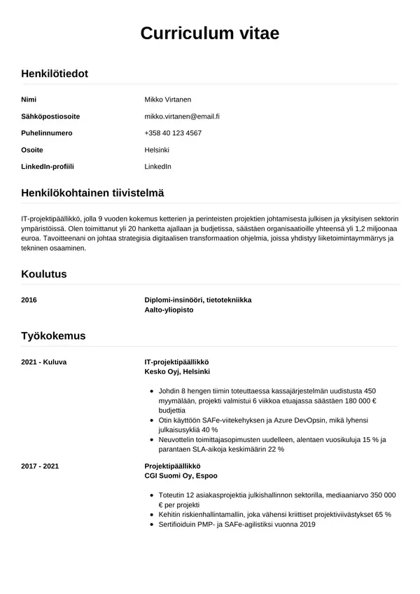 CV-pohja — Tyyli 12