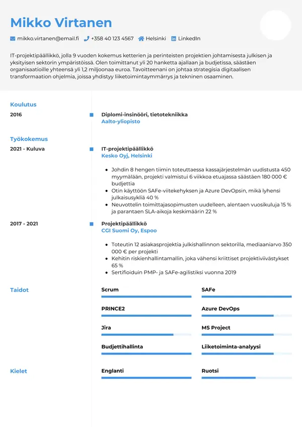 CV-pohja — Tyyli 2