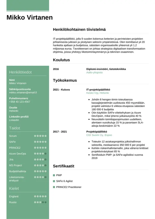 CV-pohja — Tyyli 8