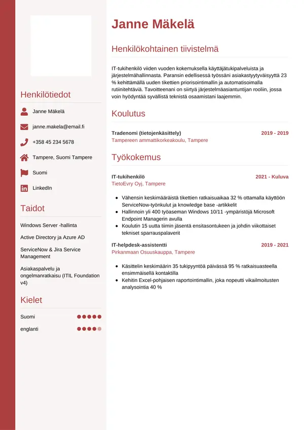 CV-pohja — Tyyli 10