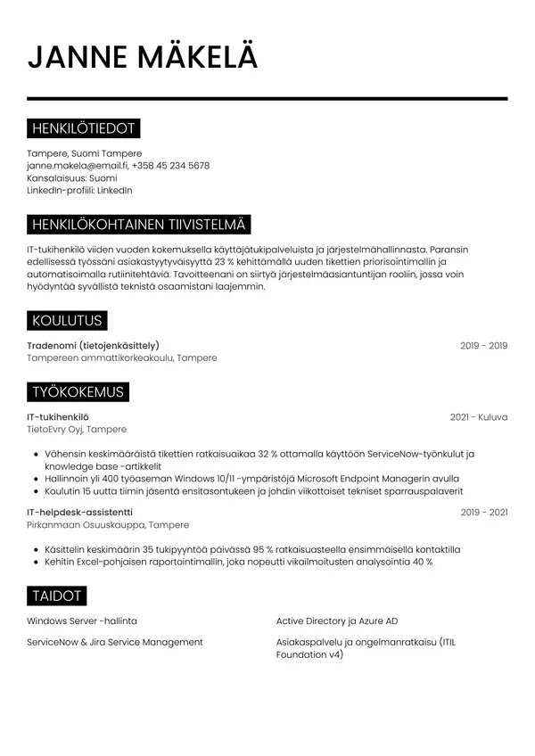 CV-pohja — Tyyli 11