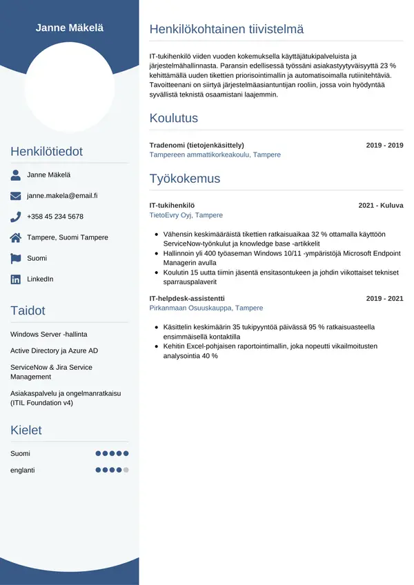 CV-pohja — Tyyli 4