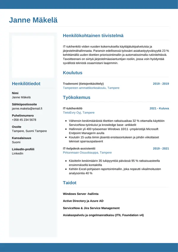 CV-pohja — Tyyli 9