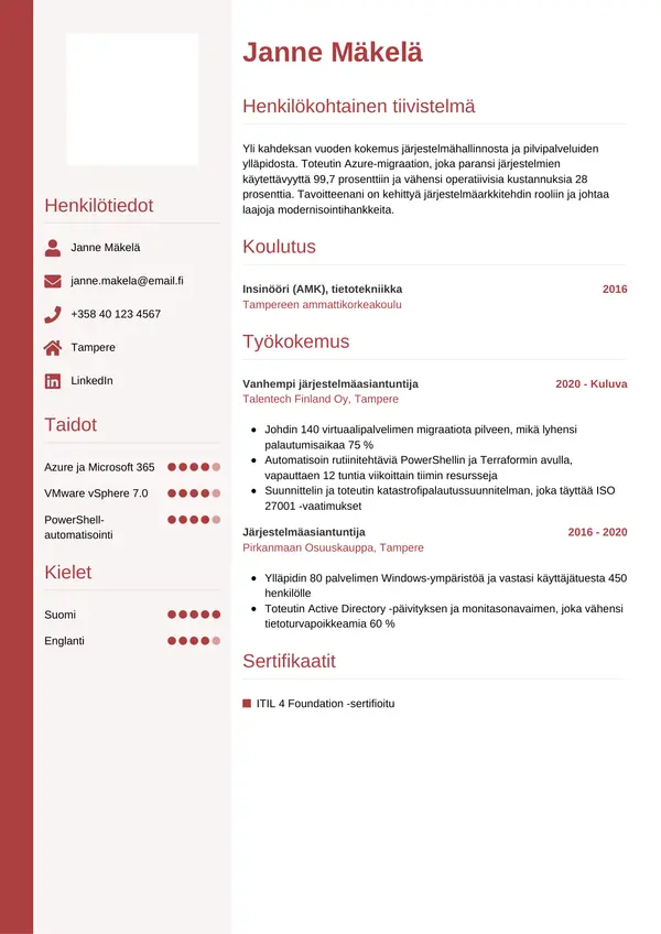 CV-pohja — Tyyli 10