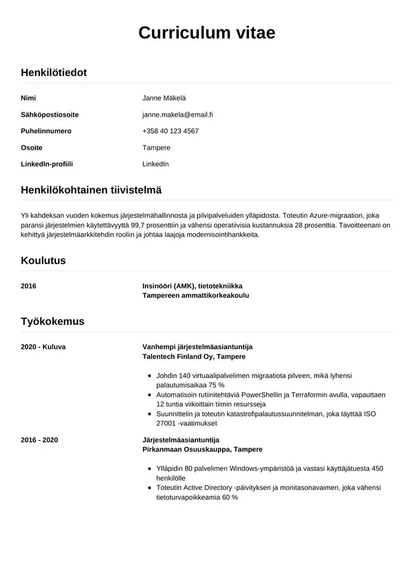 CV-pohja — Tyyli 12