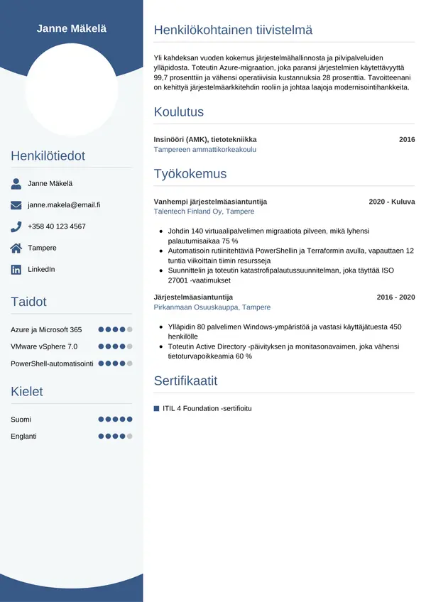 CV-pohja — Tyyli 4