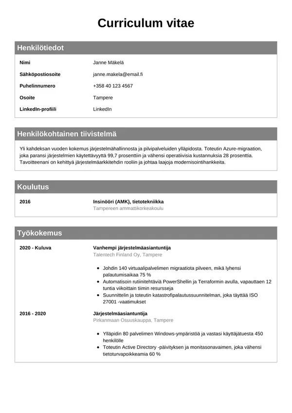 CV-pohja — Tyyli 7