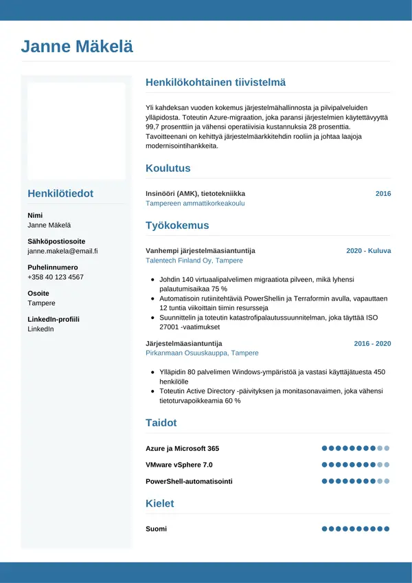 CV-pohja — Tyyli 9