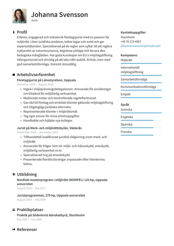 Jurist CV-pohja — Tyyli 1