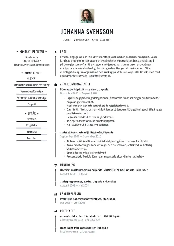 Jurist CV-pohja — Tyyli 3