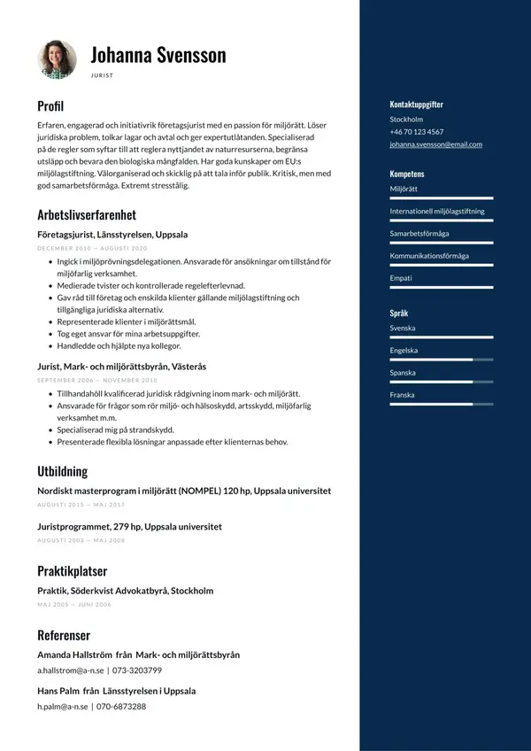 Jurist CV-pohja — Tyyli 4