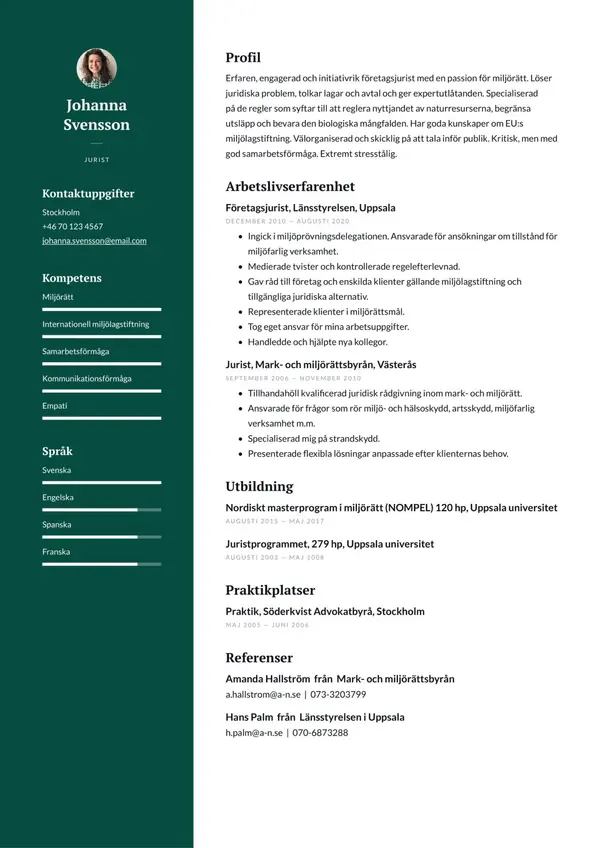 Jurist CV-pohja — Tyyli 5