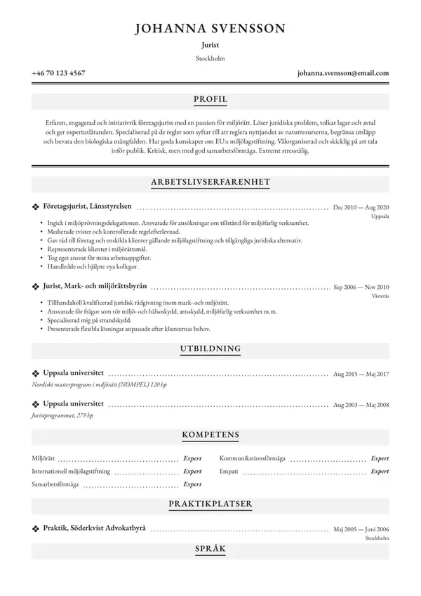 Jurist CV-pohja — Tyyli 7