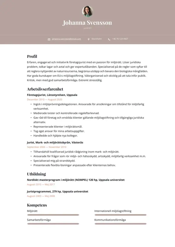 Jurist CV-pohja — Tyyli 8