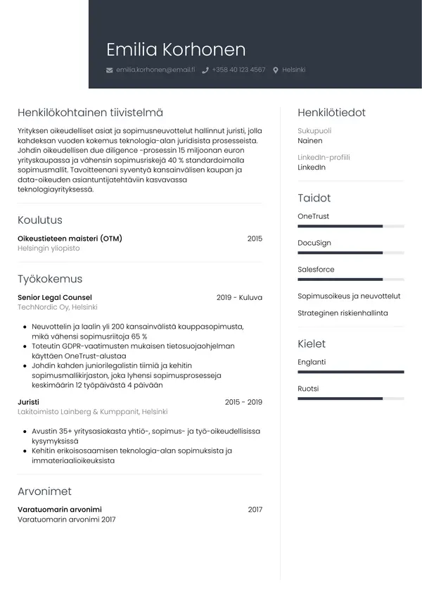 CV-pohja — Tyyli 1