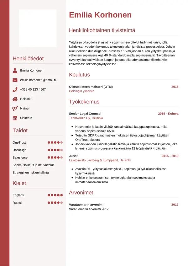 CV-pohja — Tyyli 10