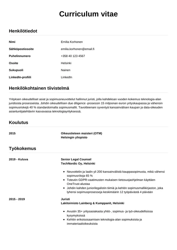 CV-pohja — Tyyli 12