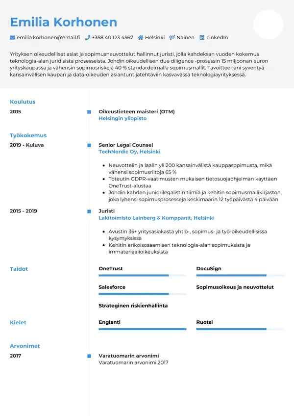 CV-pohja — Tyyli 2