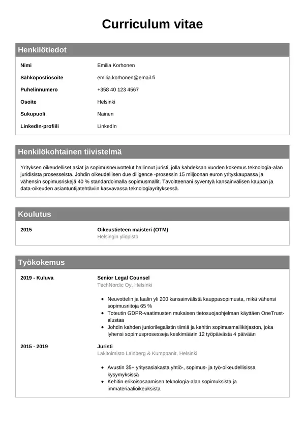CV-pohja — Tyyli 7