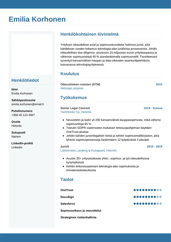 CV-pohja — Tyyli 9